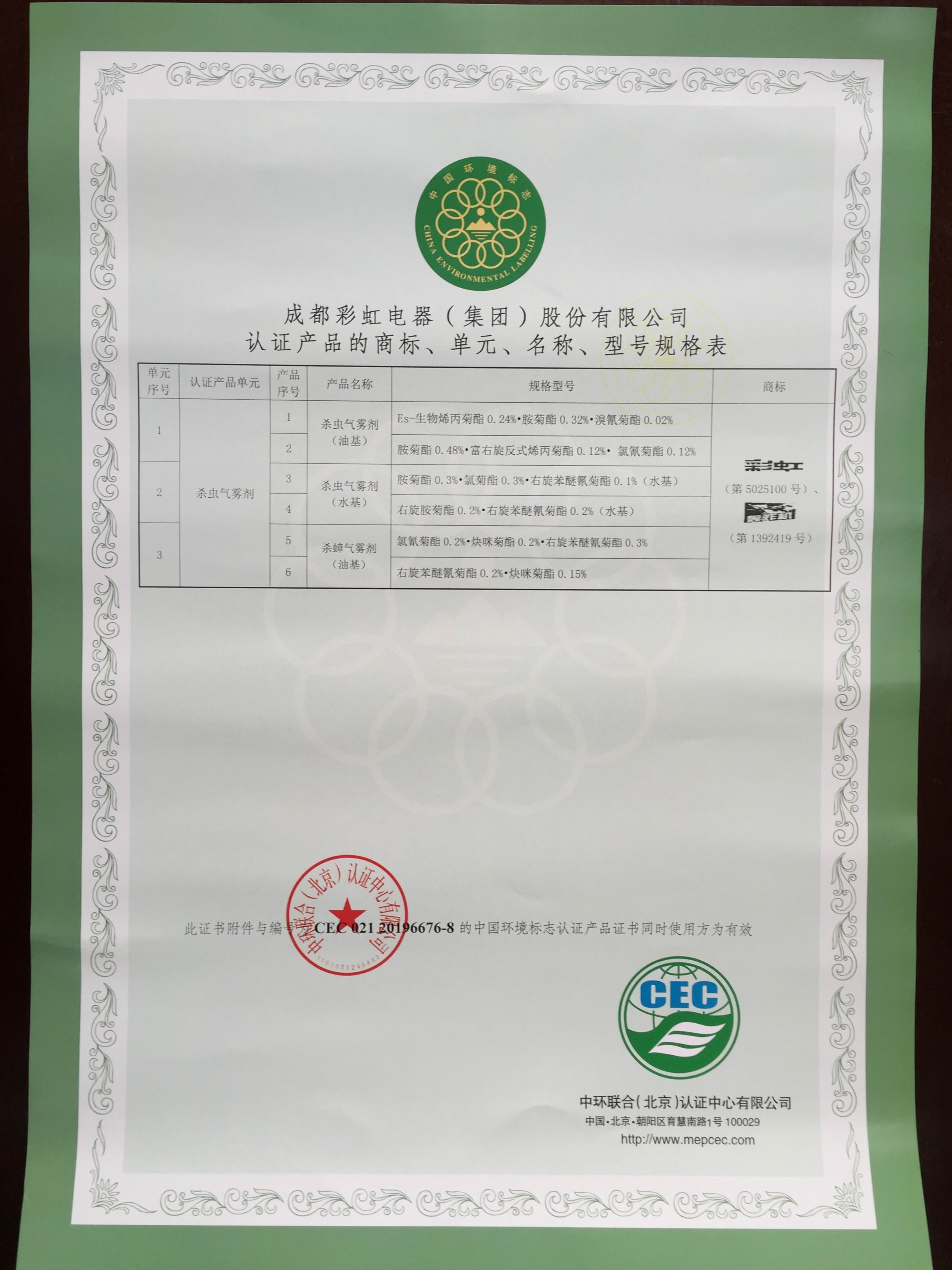     米兰网页版·官方端在线-米兰（中国）卫生线香通过中国环境标志产品认证